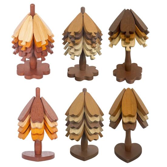 Tree-Shaped Coasters Wooden Trivet Mat Heat Resistant Coaster Multifunctional Pot Holder Kitchen Festive Ornament