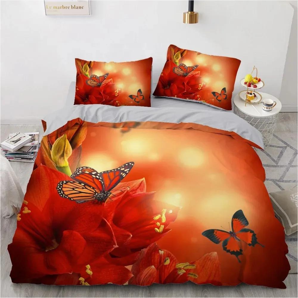 3D Plant Flower Rose Comfortable Duvet Quilt Cover Pillowcase Bedding Set Children Bedroom Decoration Home Textile