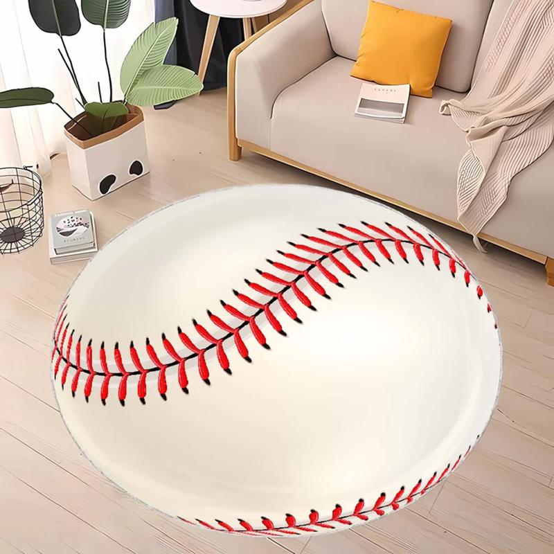 

Круглый ковер на тему мячей для спорта, волейбол, бейсбол, баскетбол, теннис, ковер для ежедневного домашнего декора пола, нескользящий коврик для гостиной 40x40cm
