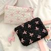 Cute Pink Bow Makeup Bag Mini Storage Case for Lipstick Card Sanitary Napkin Holder Women's Cosmetic Pouch