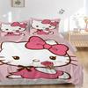 3pcs Rose Hello Kitty Sanrio Quilt Set Cartoon Themed Bed Quilt Set Lovely Character Bedroom Decor Bed Quilt Set Four Seasons (1 Cover + 2Pillowc