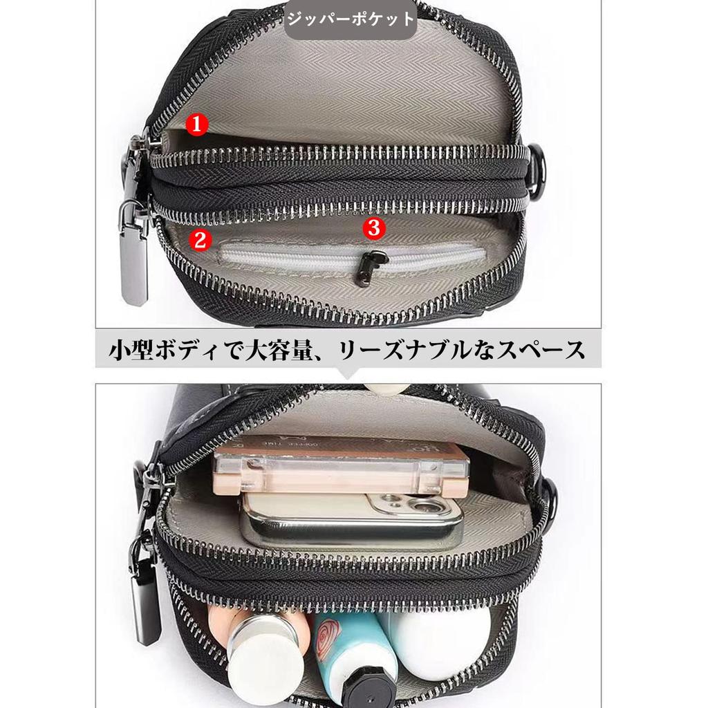 Bearneko Women's Genuine Leather Shoulder Bag, Lightweight, Crossbody, Wallet Bag, Small, Waterproof, Smartphone Pouch, Fashionable Gift for Women