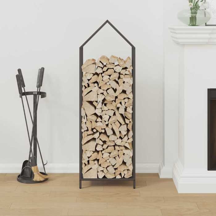 VidaXL Firewood Rack Black 40x25x120 Cm, Fireplace Log Holder, Log Holder, Log Rack, 864299