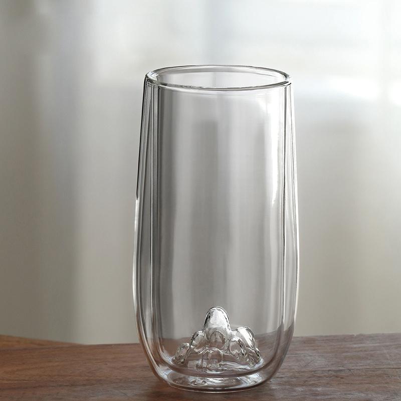 Japanese Transparent Double Wall Glass Mountain View Tea Mug High Borosilicate Kungfu Green Tea Cup Milk Beer Cocktail Wine Mug