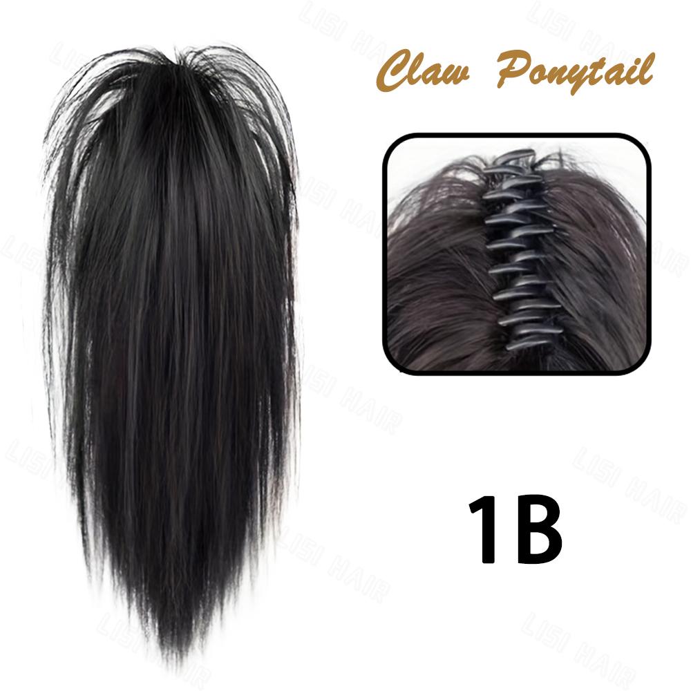 MISSQUEEN Synthetic Short Straight Claw Clip Ponytail Extension Natural Looking Hair For Elegant Women Daily Cosplay Use