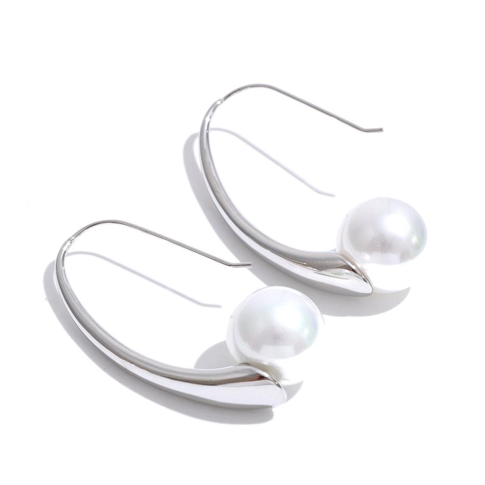 

Yhpup Stainless Steel Simulated Pearls Geometric Elegant Daily Earrings Waterproof Fashion Korean Gold Platinum Color Jewelry