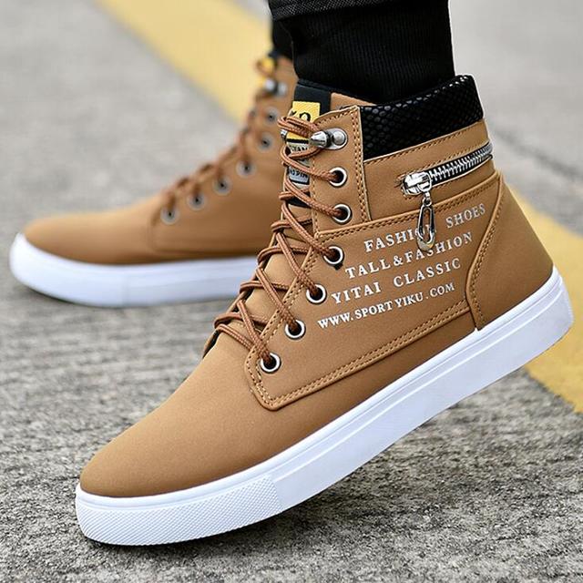 Pánské boty na skateboarding Vysoké tenisky Neformální sportovní obuv Muži Street boty Pánské ploché kožené vycházkové boty Chaussure Homme