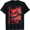Camiseta com Caveira e Rosto de Demônio Arte Japonesa Diabo Oni Estética Harajuku(7)