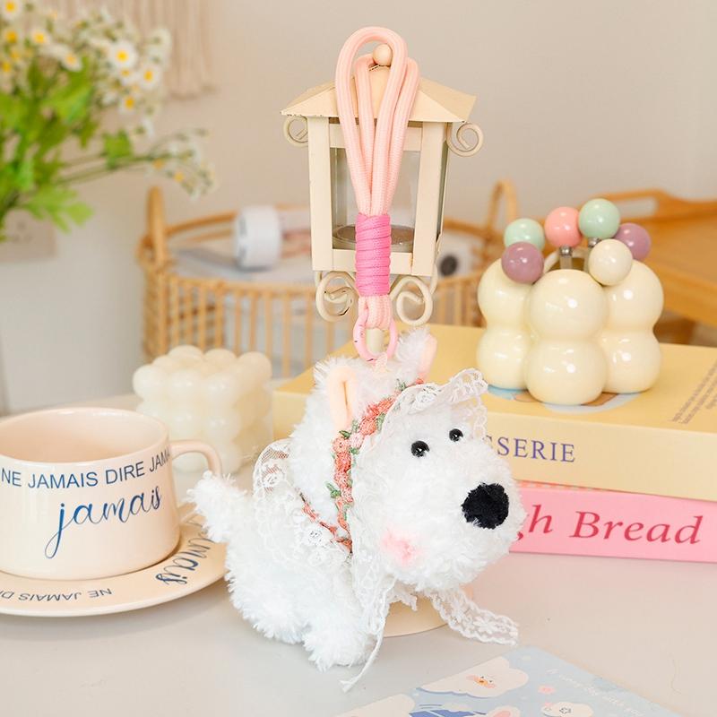 Kawali Puppy Plush Dog Toy Bag Decoration Keychain Pendant  Creative Stuffed Doll Cute West Highland Terrier Kid Birthday Gift