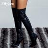 Fashion Eilyken Winter Over The Knee Women Stretch High Heel Slip On Shoes Pointed Toe Long Boots Botas De Mujer