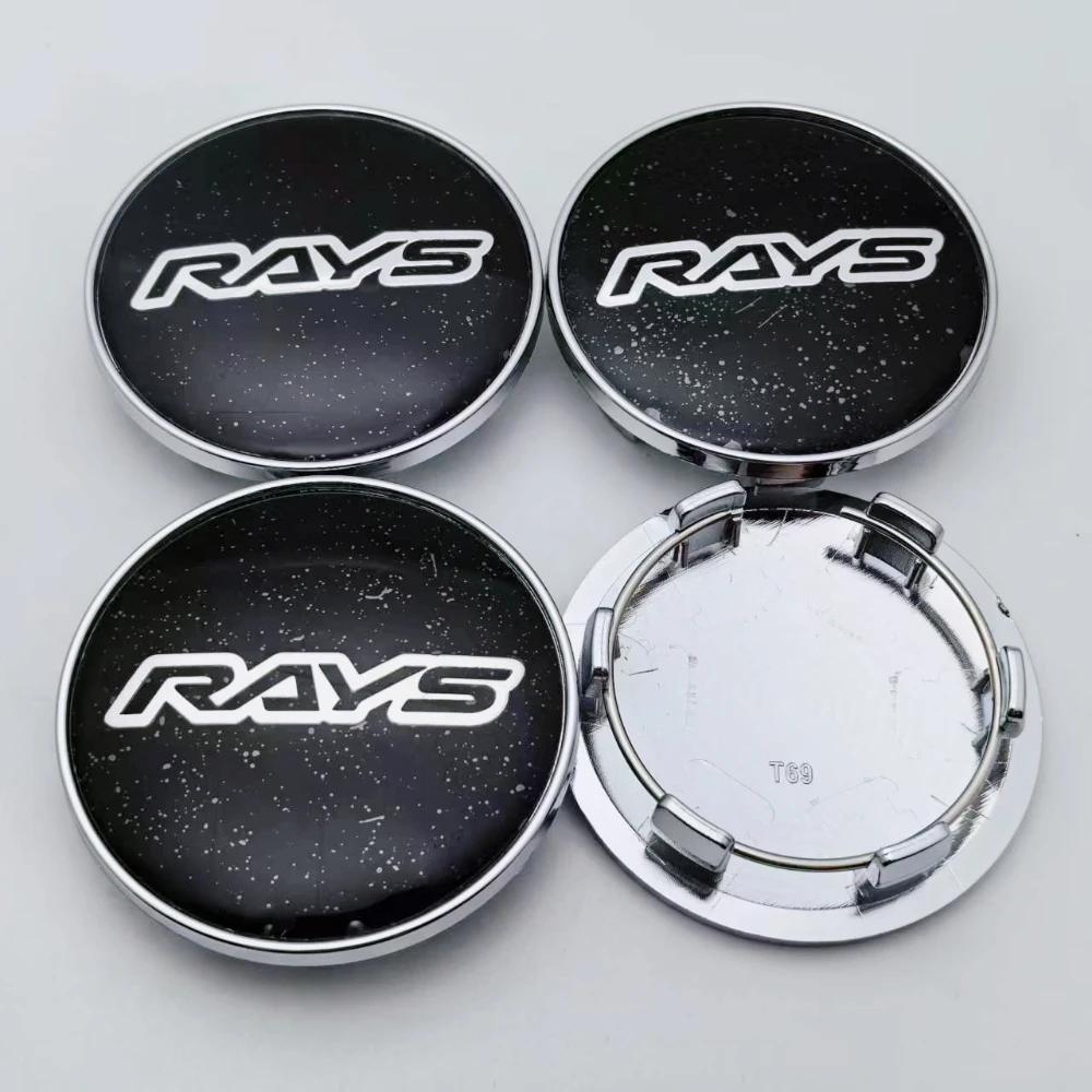 4pcs JDM Rays Logo Badge Car Wheel Center Caps 69MM OD ( 56MM ID) Wheels Hub Cap Racing Emblem Rim Hubcaps Cover Car Accessories RAYS Badge&4pcs T69 Wheel Cap