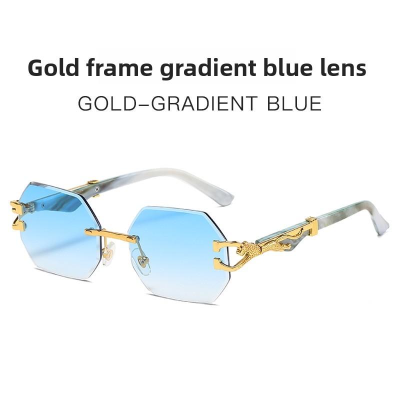 Leopard Motif Geometric Sunglasses With Uv400 Protection For Outdoor Fashion And Travel