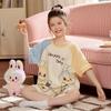 2026 Girls Cotton Pajamas Set Short Sleeve Loose Cartoon Print Sleepwear Kids Ages 8