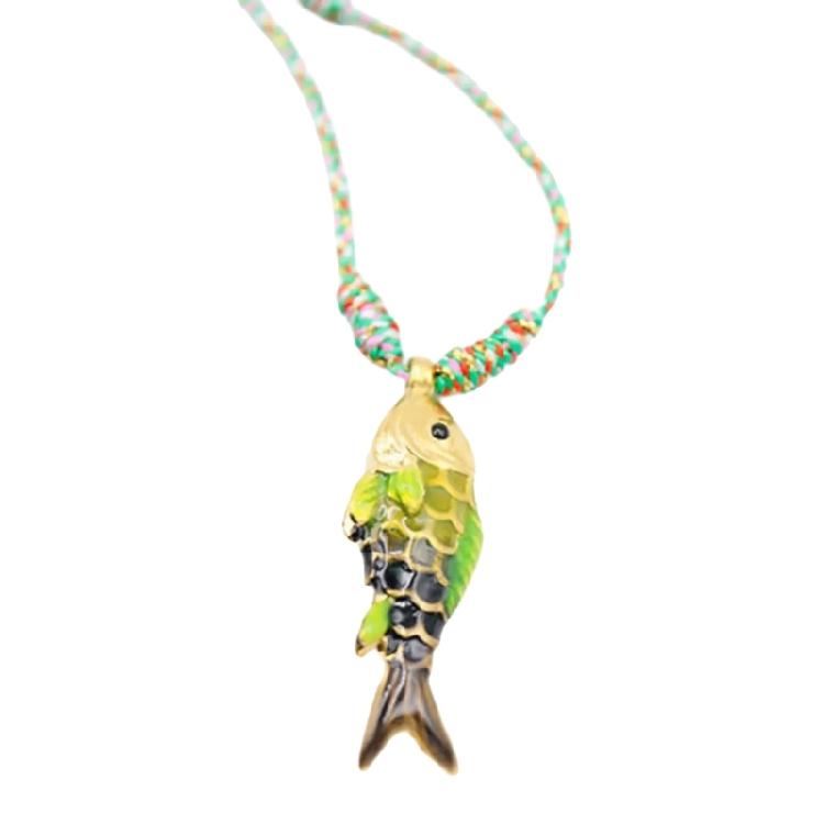 Stainless Steel Marine Fish Pendant Jewelry Multicolor Rope Chain Necklace Portable Designs