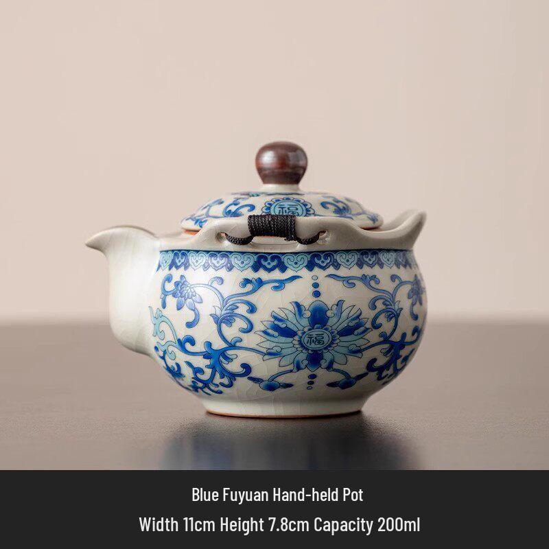 Ru Kiln Anti-Scald Tea Set with Ice Crack Glaze