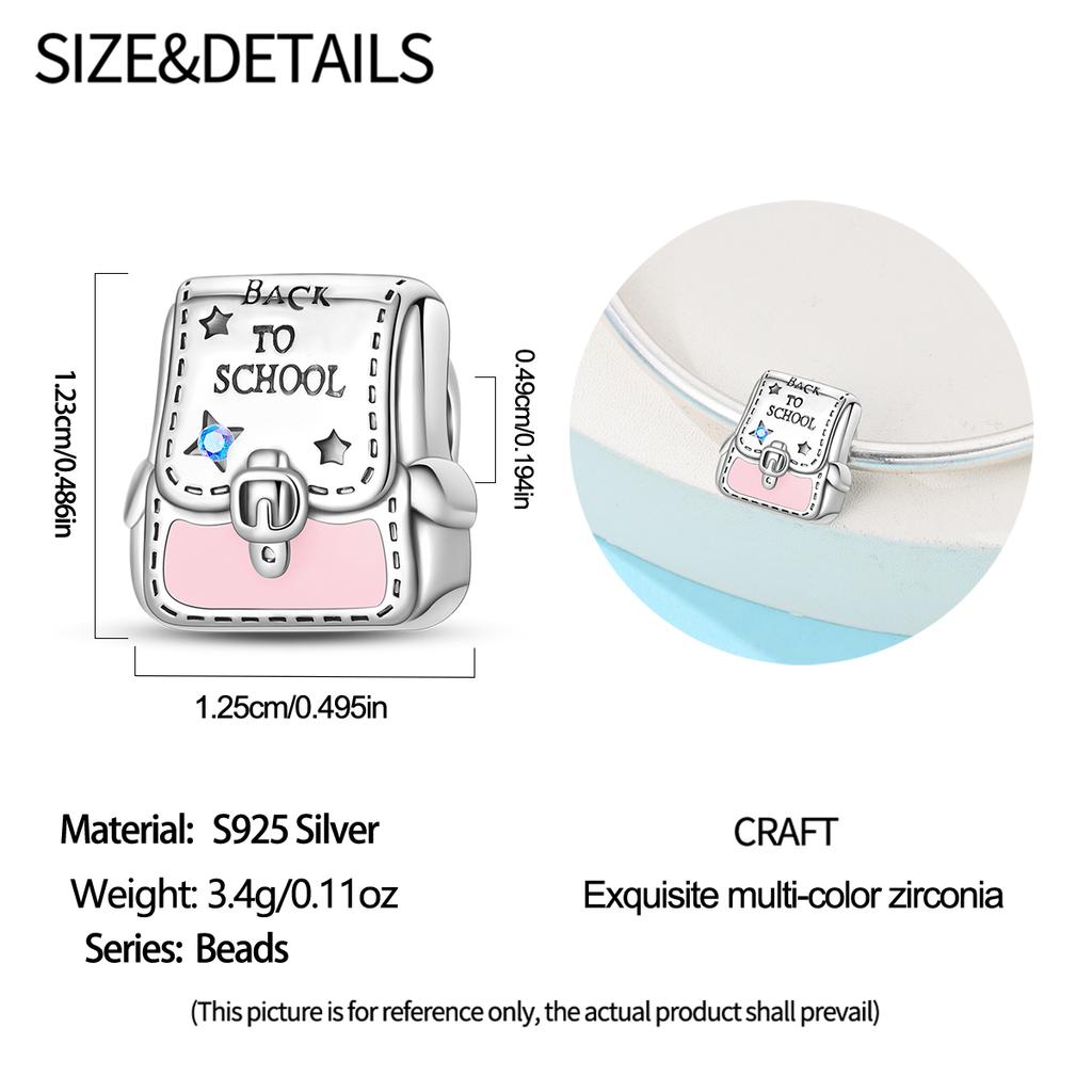 Copper Back To School Season Backpack Laptop Earbuds Pendant Fit Original Charms Bracelets Women Diy Jewelry Gift