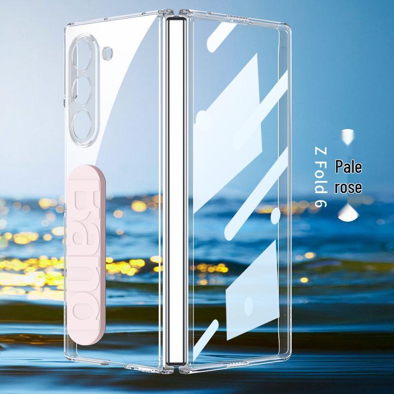 Samsung Z Fold7 Drop-Proof Transparent Silicone Phone Case with Elastic Wristband