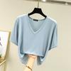T-shirt da donna Modal scollo a V Maniche corte Top T-shirt casual estive Tinta unita T-shirt basic allentate