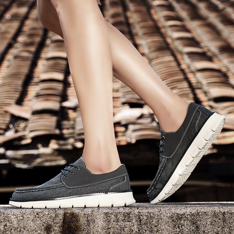 Men’s Outdoor Canvas Shoes Blue Sneakers Driving Shoes Casual Khaki Wide Head Shoes for Farther Plus Size Lightweight