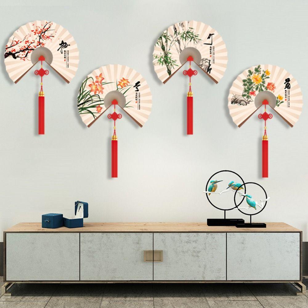 

DIY Цветы Бамбук Фреска Водонепроницаемые чернила Живопись Наклейки Китайские веерные наклейки на стены Домашний декор