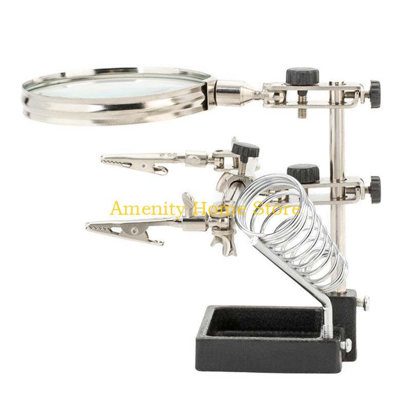 F26C Soldering Stand with Welding Glass 2 Alligator-Clips 360-Degree Tool