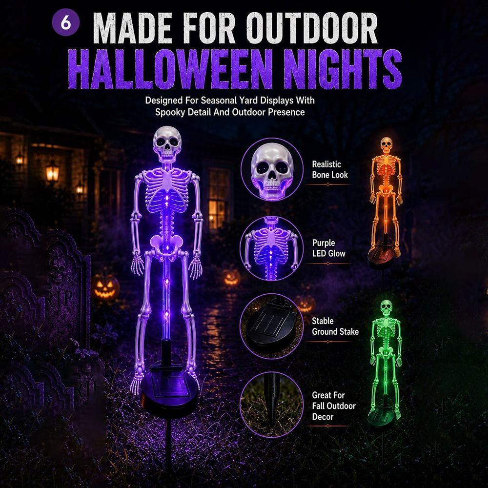 Solarbetriebener Halloween-Skelett-Gartenspieß LED-Beleuchtung Wasserdichte Skelett-LED-Lampe Automatische Nachtbeleuchtung