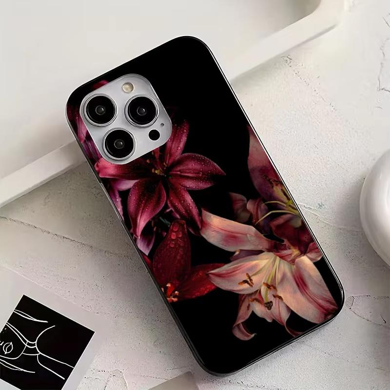 Elegante Rote Lilienblume Handyhülle für Samsung S25 S24 S23 S22 S21 S20 Note20 FE Ultra Plus 5G Weiche Hülle