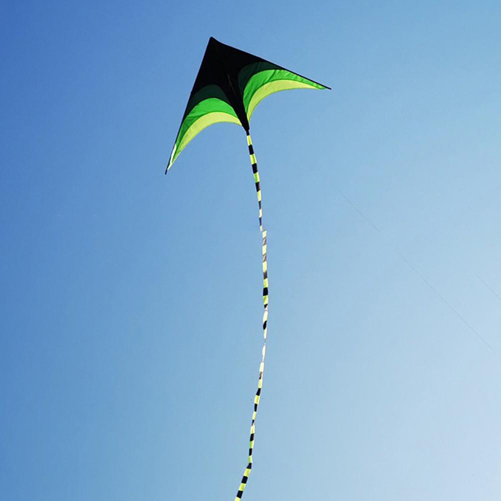 1.6m Big Triangle Kite Easy To Fly Green Kite 10 Meter Tail Primary Stunt Kite with Wheel Line for Kids Adults for Outdoor