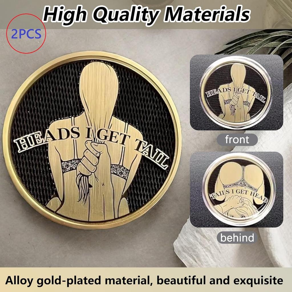 2PCS Heads and Tails Coin Sexy Woman Coin Challaenge Coin Lucky Coin Token Funny Prank Gifts for Coin Collectors