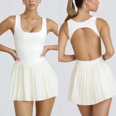 Regina Abito Sportivo Nudo da Donna: Gonna da tennis anti-esposizione con tessuto traspirante e imbottitura sul petto per corsa all'aperto e fitness.