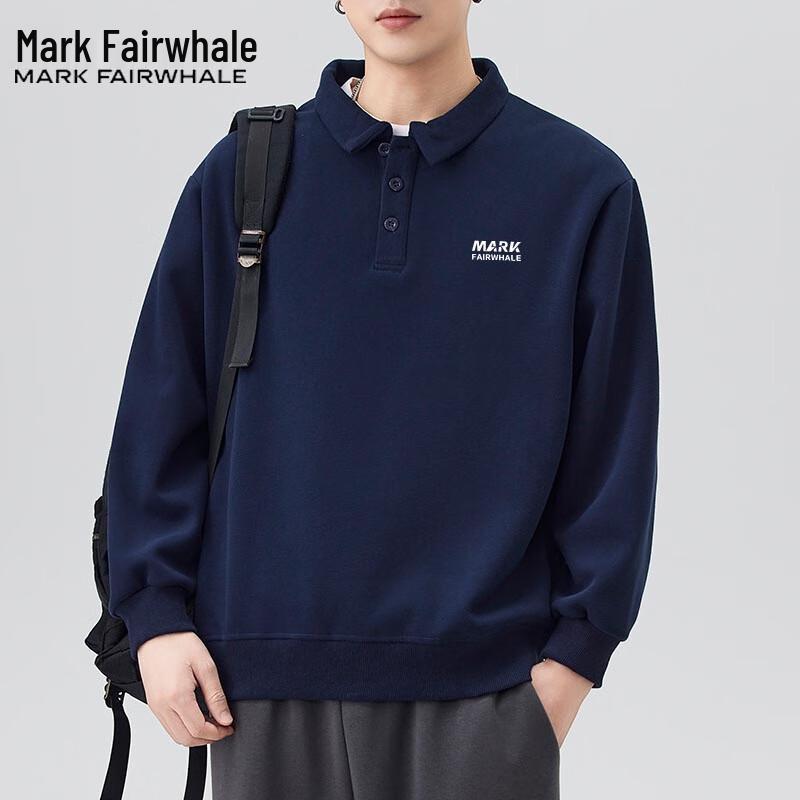 Mark Fairwhale Men's Casual Loose-Fit Collared Sweatshirt