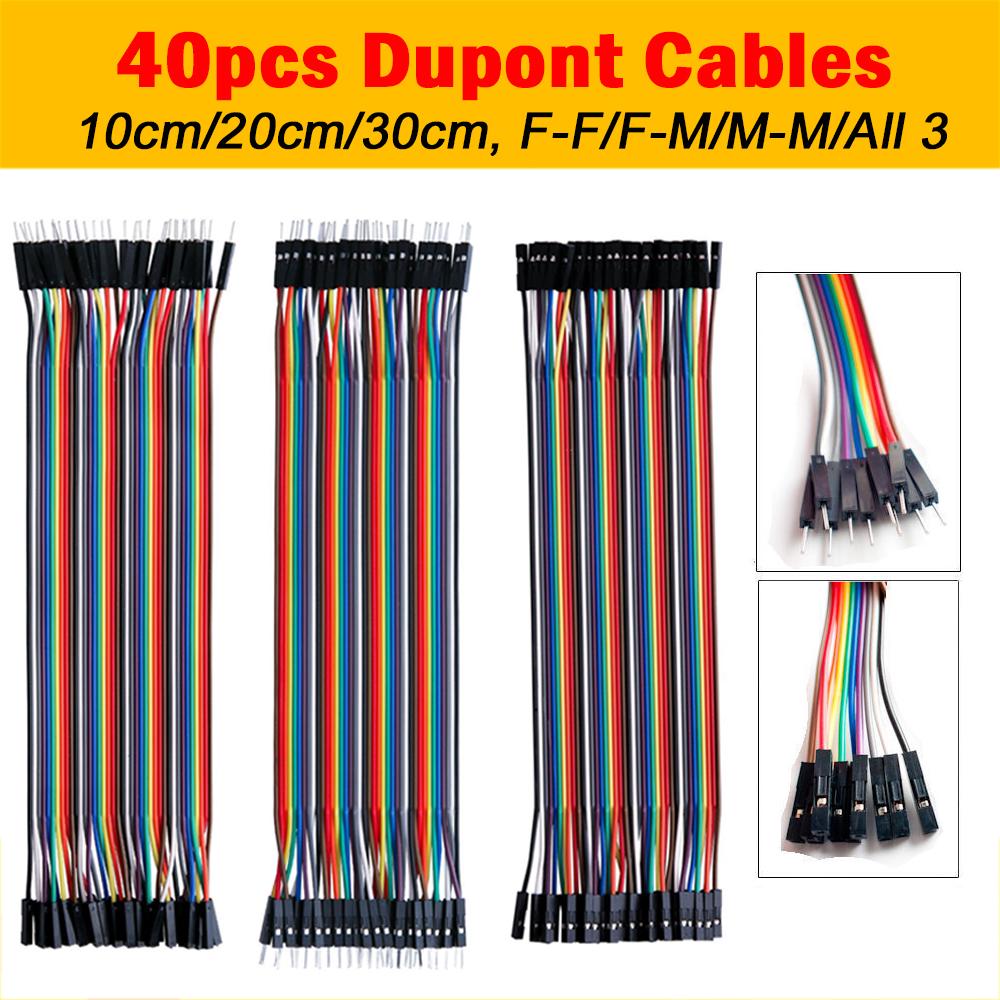 40PCS Dupont wire jumpercables 20cm 2.54MM male to female 1P-1P For Arduino