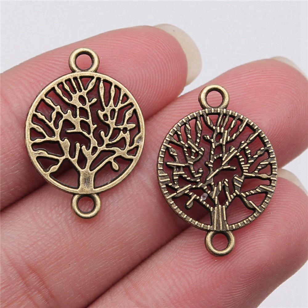 Charms Round Tree Of Life Pendants Vintage Jewelry Supplies QC109