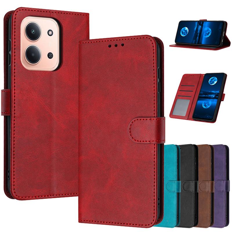 Magnetic Flip Cover Leather Case For Xiaomi Redmi 15 15C 14C A5 4G Global Redmi15 5G RedmiA5 Cases Solid Color Skin Wallet Bags