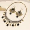 Retro Indian-Style Rhinestone Necklace & Earring Set with Tassel Clavicle Chain