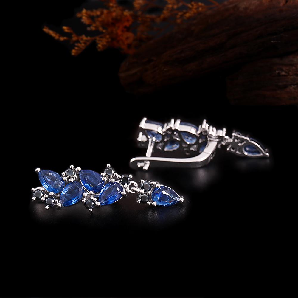 Romantic Natural Kyanite Earrings Pear 4*6mm Real Gemstone 925 Sterling Silver Luxury Fine Jewelry for Women's Anniversary Gifts