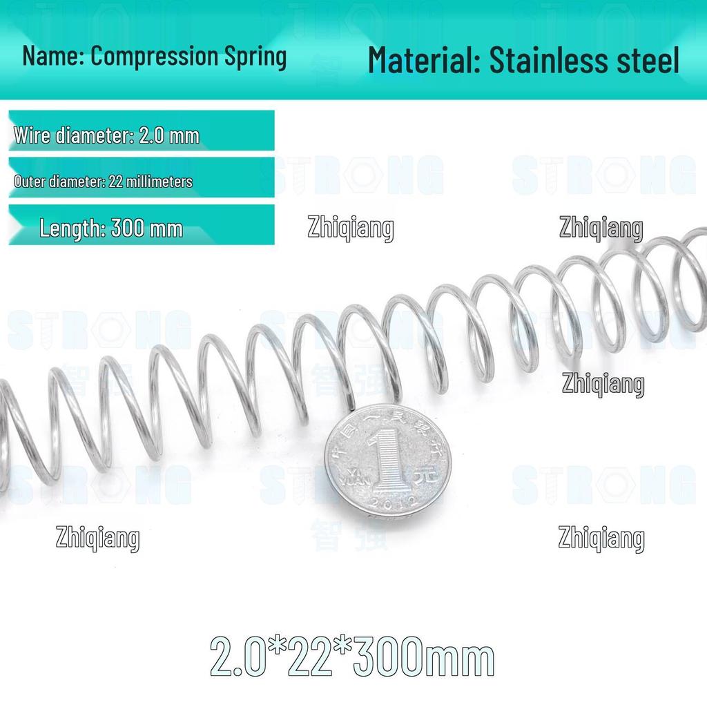 304 Stainless Steel Compression Spring – 300mm Long, High Elasticity, Shock Absorption, Customizable