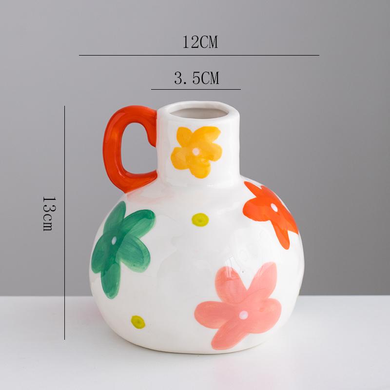 Handmade painted ceramic vase hotel exhibition niche flower ware Creative ceramic decorative vase Flower Arrangement Decoration