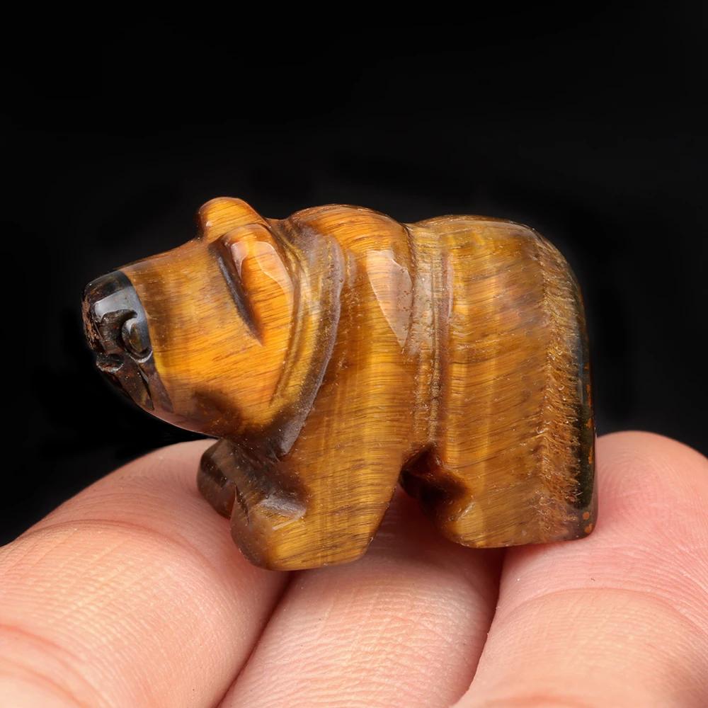 Natural Stone Bear Natural Jade Gemstone Animal Carving Charm Polar Bear Gemstone Crystal Bear Figurine Animal Statue Carving