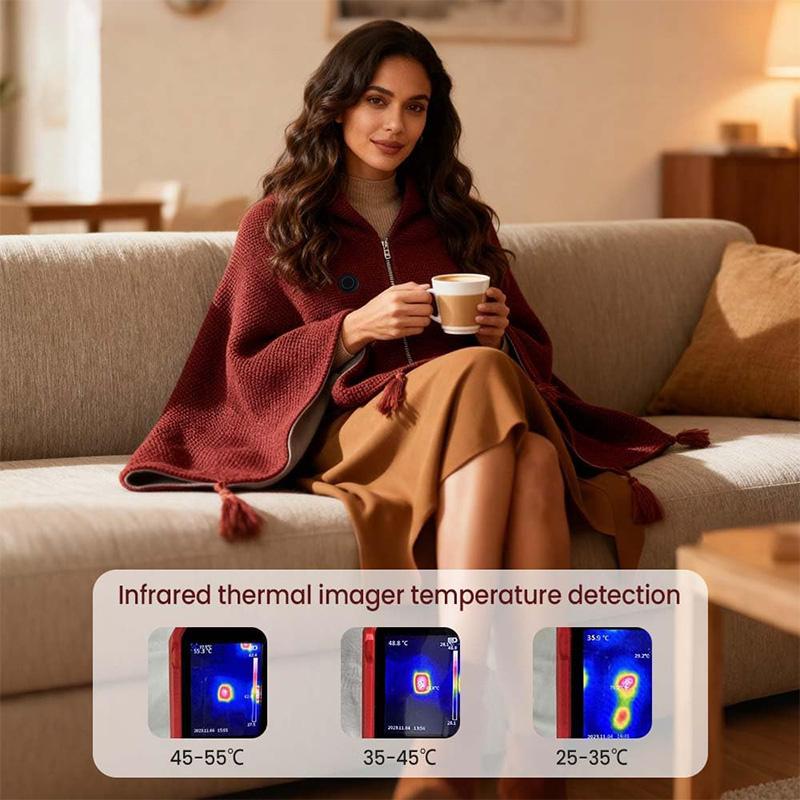 Winter Usb Electric Heated Blanket Wearable 3 Heating Level Heated Shawl Portable Body Warmer Blanket For Home Office Sofa Shawl