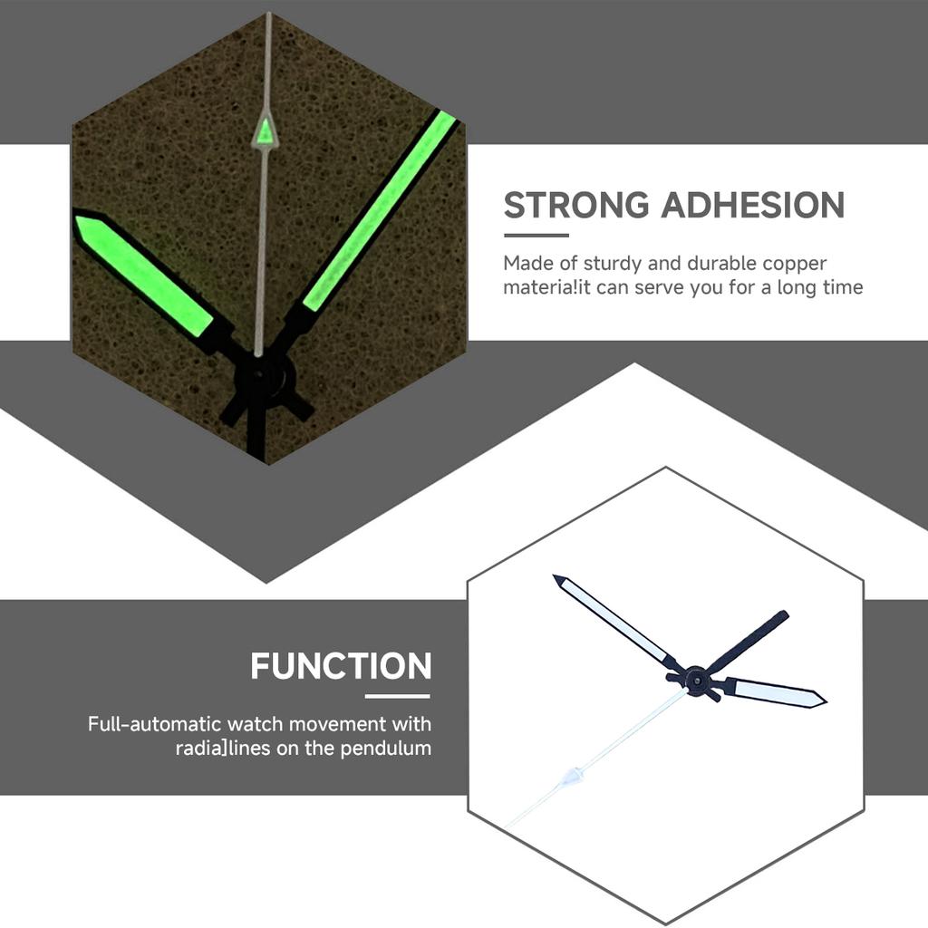 VK63 Hands Watch Accessories 6 Watch Pins Black Pointer Green Glow Suitable for VK63 Quartz Movement Modified Watch Hands