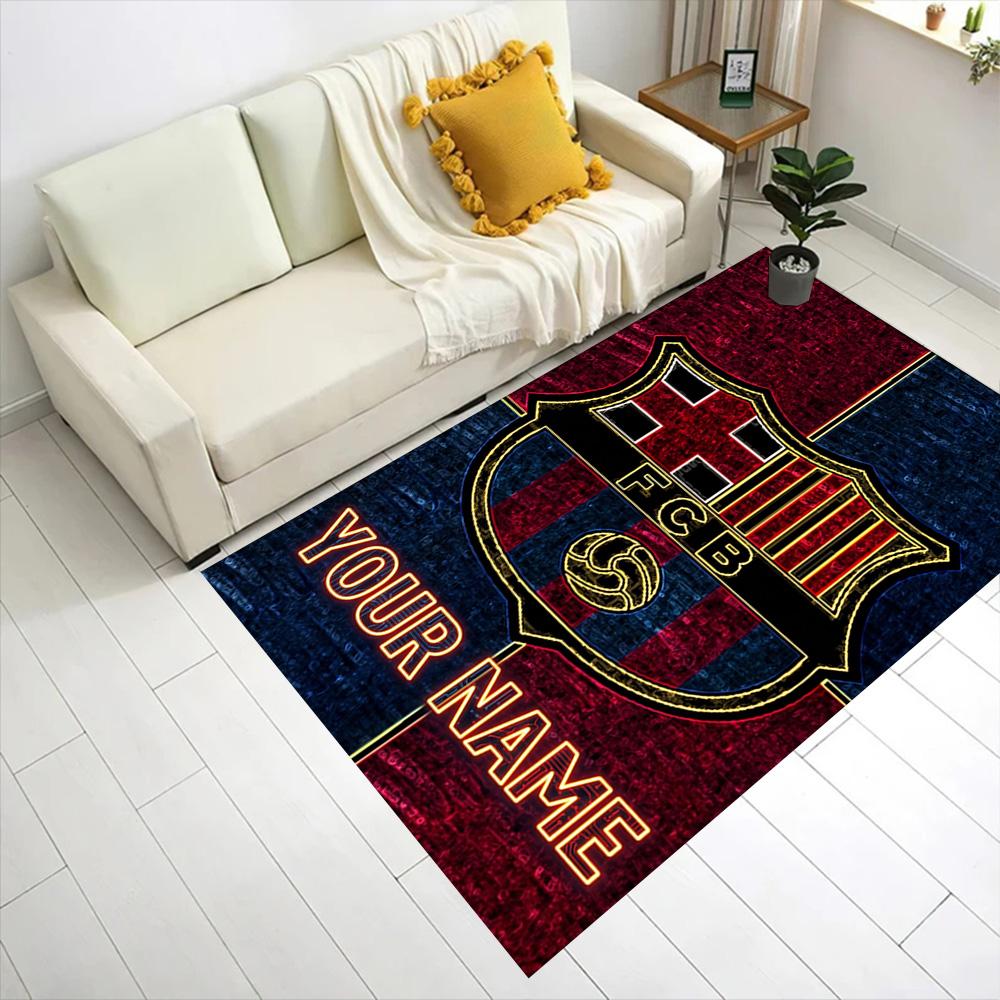 Barcelona Club Customize Text Floor Rug Office Rug Perfect for Entryway Study room Dormitory Decorate room Anti-slip Rug Decorate Offices