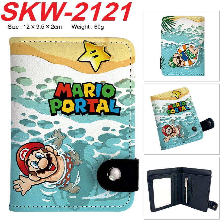 Super Mario Bros Wallet Snap Button Coin Purse Vertical Cartoon Plumber Double Layer Card Holder for Kids