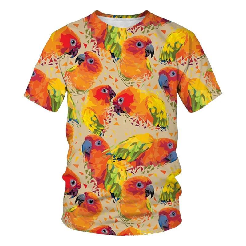 FashionSummer Parrot Bird 3D Print T-Shirts Streetwear Men Casual Oversized O-Neck Short Sleeved T Shirt Tees Tops Clothing