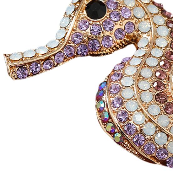 Seahorse Brooch Retro Style Autumn Winter Rhinestones Pin Fine Craftsmanship Lapel
