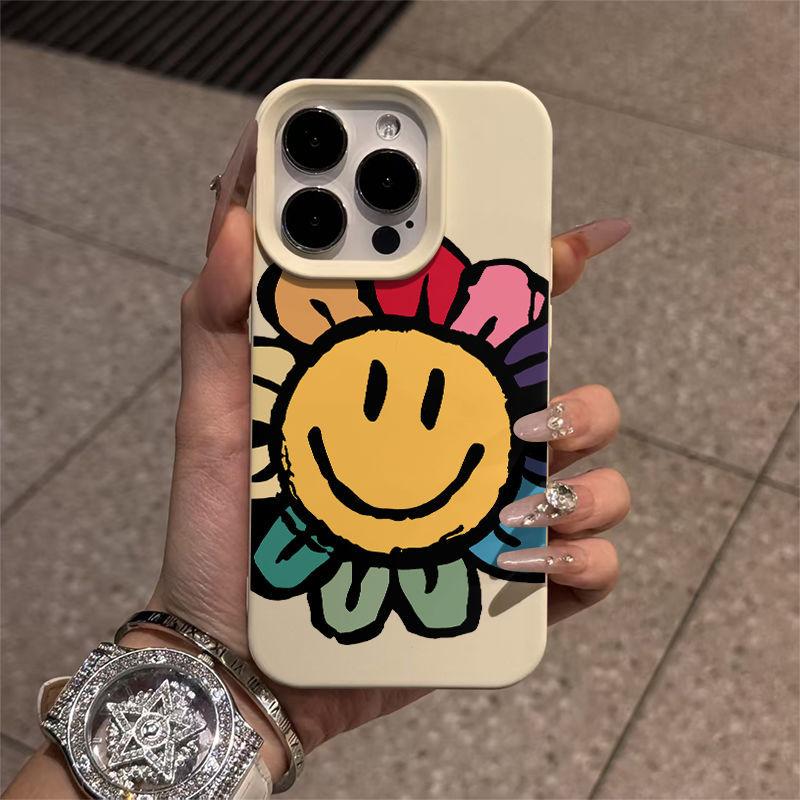 Color Sunflower for iPhone Apple 17/16 Pro Phone Case 14 Liquid 13 Personality 12 Smiley Face 15 Soft
