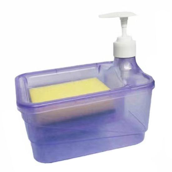 

Kitchen Soap Dispenser with Quick-Drying Sponge Holder Quick Drying Removable Refillable Drip Tray One-Hand Operation Anti-Slip Base Kitchen Sink Square фіолетовий
