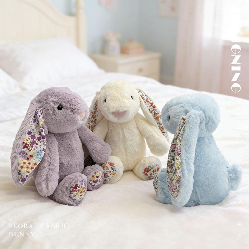 Juguete de Peluche de Conejo Floral Adorable de 23 cm Muñeco de Conejo Relleno Suave Abrazable con Orejas Florales Regalo de Cumpleaños para Niña Coleccionistas de Peluches