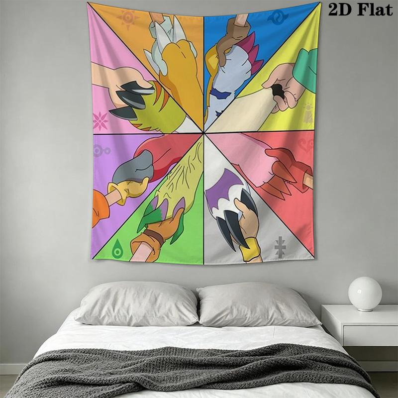 Digimon Heroes Epic Battles Await Tapestry Fashion Print Background Cloth Wall Covering Decoration Atmospheric Background Cloth Home Decor