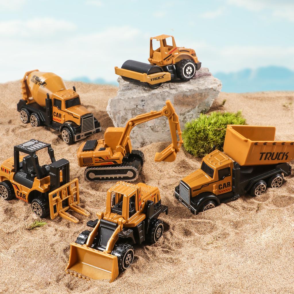 6 buc/set Aliaj Diecast Plastic Camion Inginerie Încărcător Tractor Excavator Model Construcție Vehicul Jucărie Clasică Pentru Copii Cadou